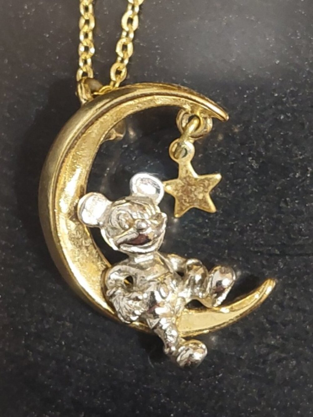 Mickey Mouse on Moon Necklace NWOT 16" chain